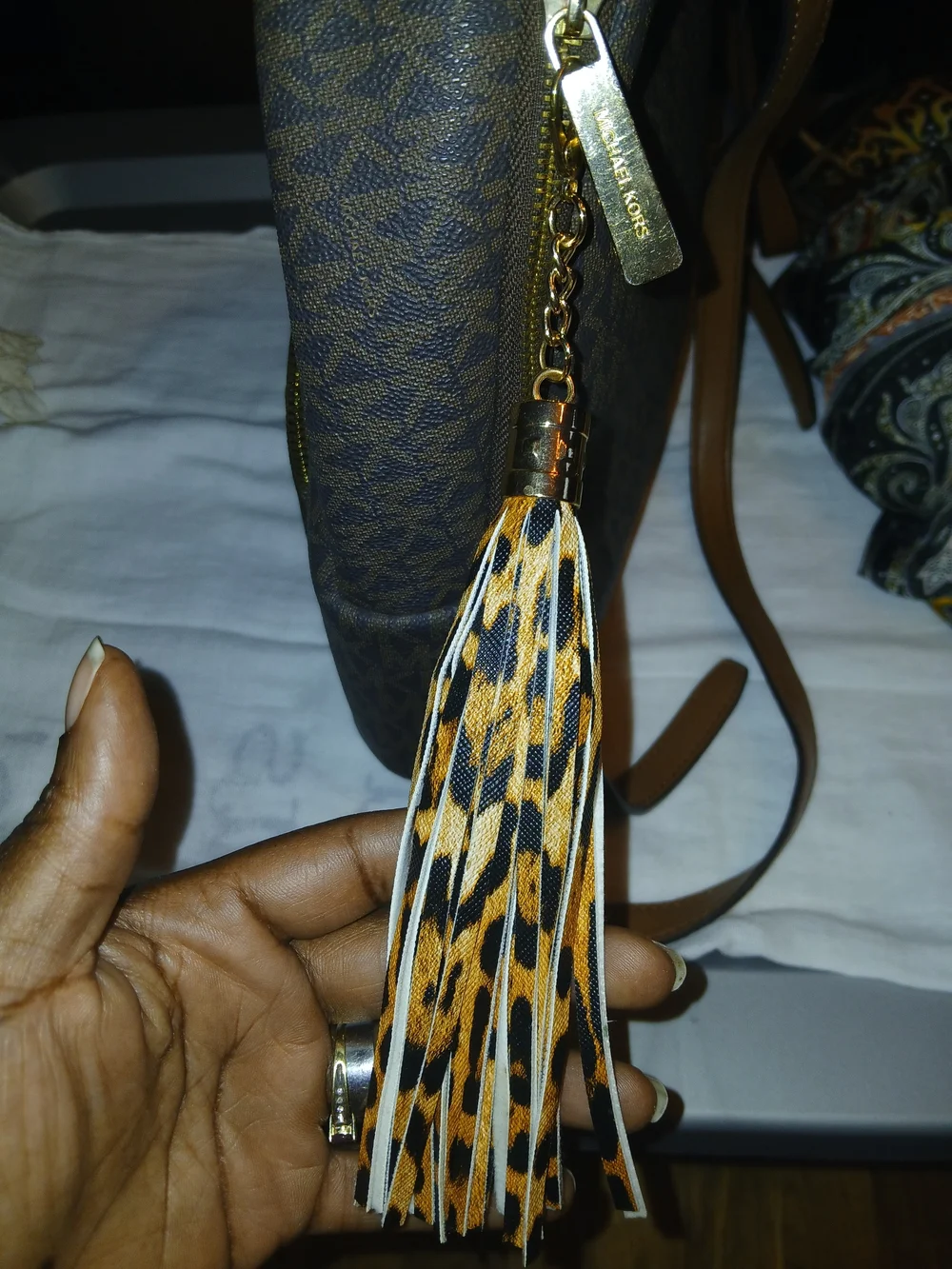 MICHAEL KORS Brown Logo Studded Mini Backpack